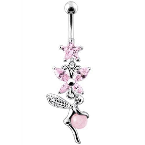 Titanium nose ring, Fairy - pink fairy nose ring