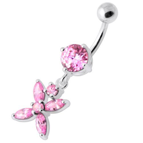 Titanium navel ring, Jocelyn pink navel ring