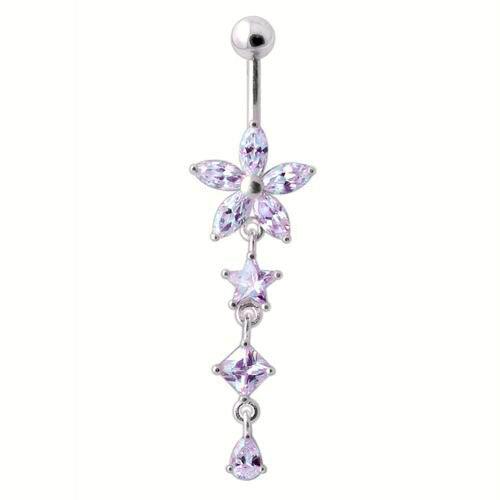Titanium belly button ring, Jordyn - light purple dangling belly button ring