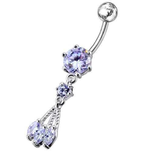 Titanium navel ring, Juniper -light purple dangling navel ring