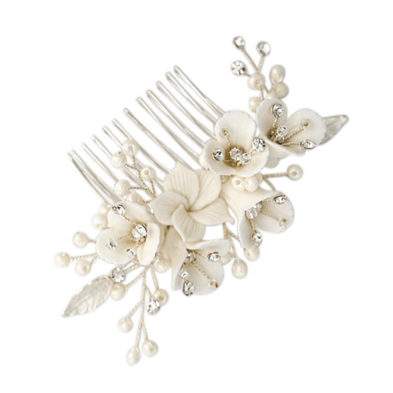 ATHENA BRIDAL | Virginie-kukkakoristeinen muotoiltava hiuskoru (hopea)