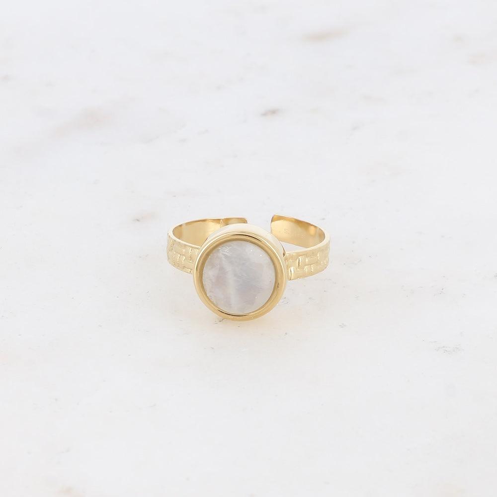 BOHM PARIS | Bague Rosina -kirurginterässormus valkoisella akaatilla