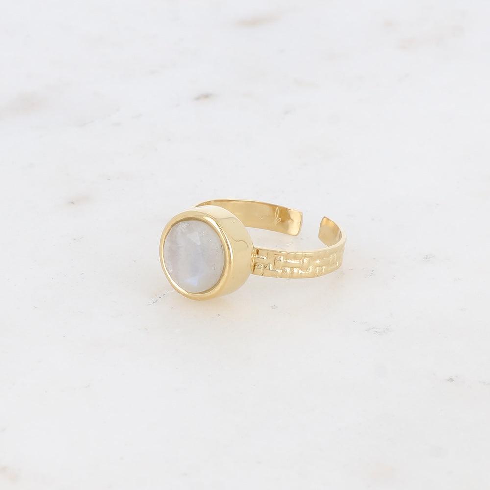 BOHM PARIS | Bague Rosina -kirurginterässormus valkoisella akaatilla