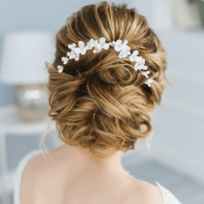 ATHENA BRIDAL | Zoe -kukkakoristeinen hiuskorupakkaus (hopea)