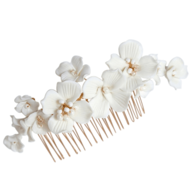ATHENA BRIDAL | Noémie -kukkakoristeinen hiuskoru (kulta)