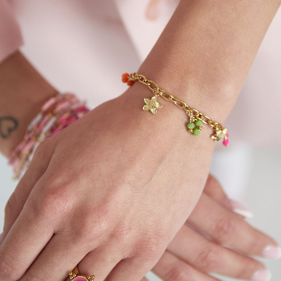 FRENCH RIVIERA | Mini Clover Charm Surgical Steel Bracelet (Silver)