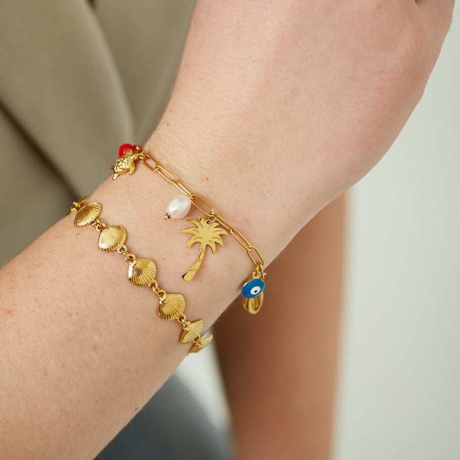 FRENCH RIVIERA | Mini Clover Charm Surgical Steel Bracelet (Silver)