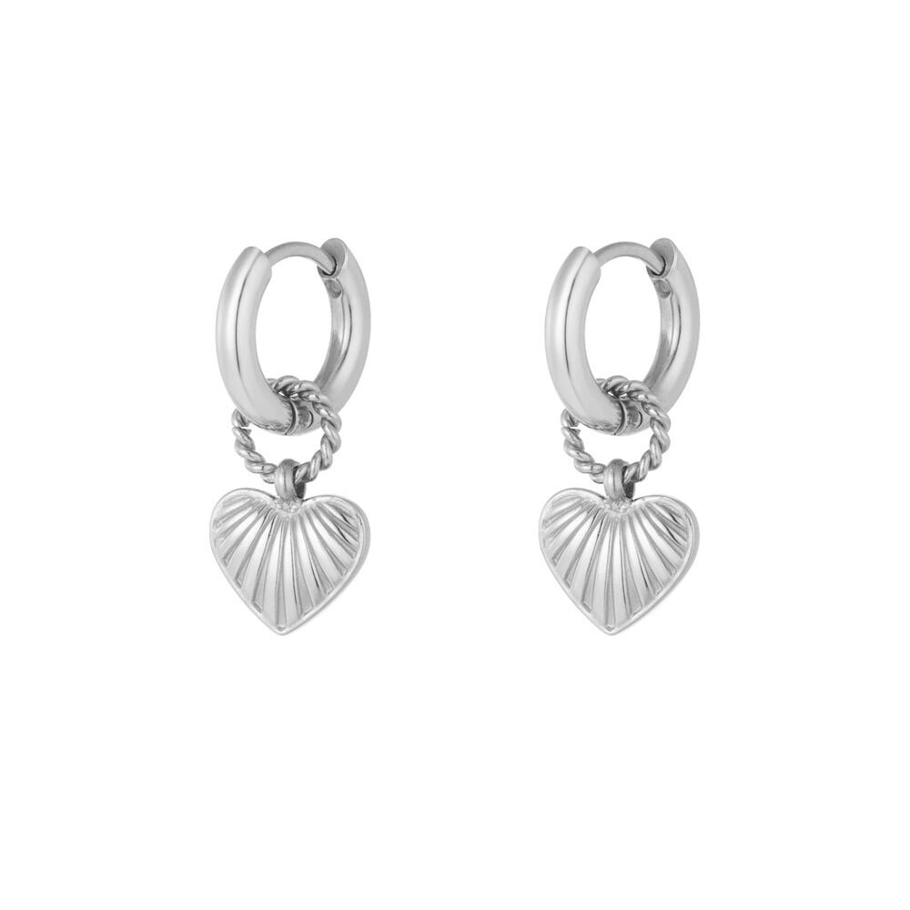 FRENCH RIVIERA | Heart Glow – hopeiset sydänkorvakorut (kirurginteräs)