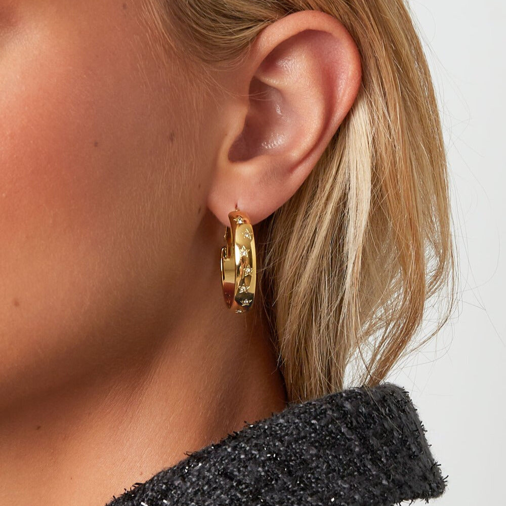 FRENCH RIVIERA | Golden Nova – kristallikoristeiset kirurginteräsrenkaat (hopea)