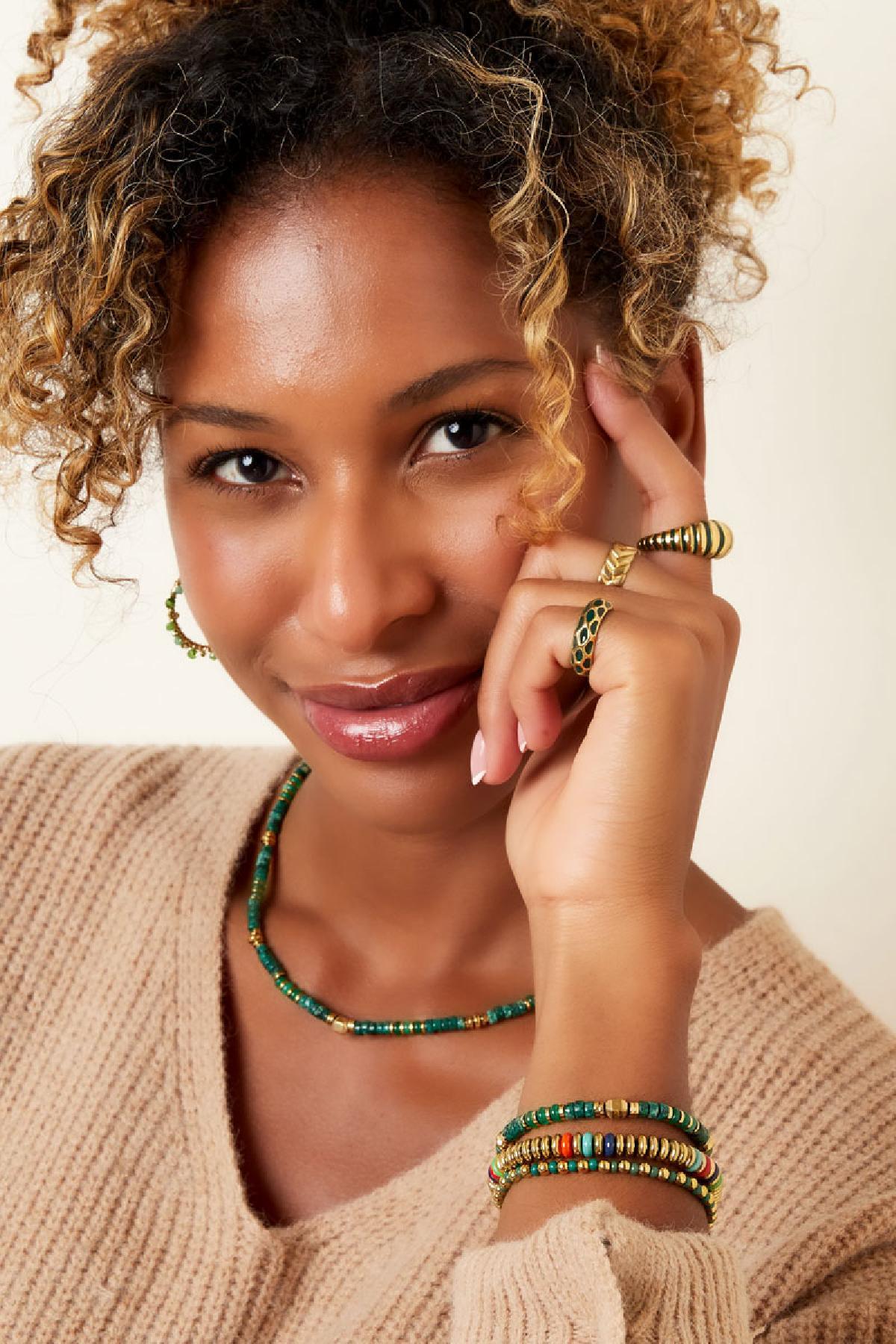 FRENCH RIVIERA | Elody -kirurginteräsrannekoru malakiittihelmin