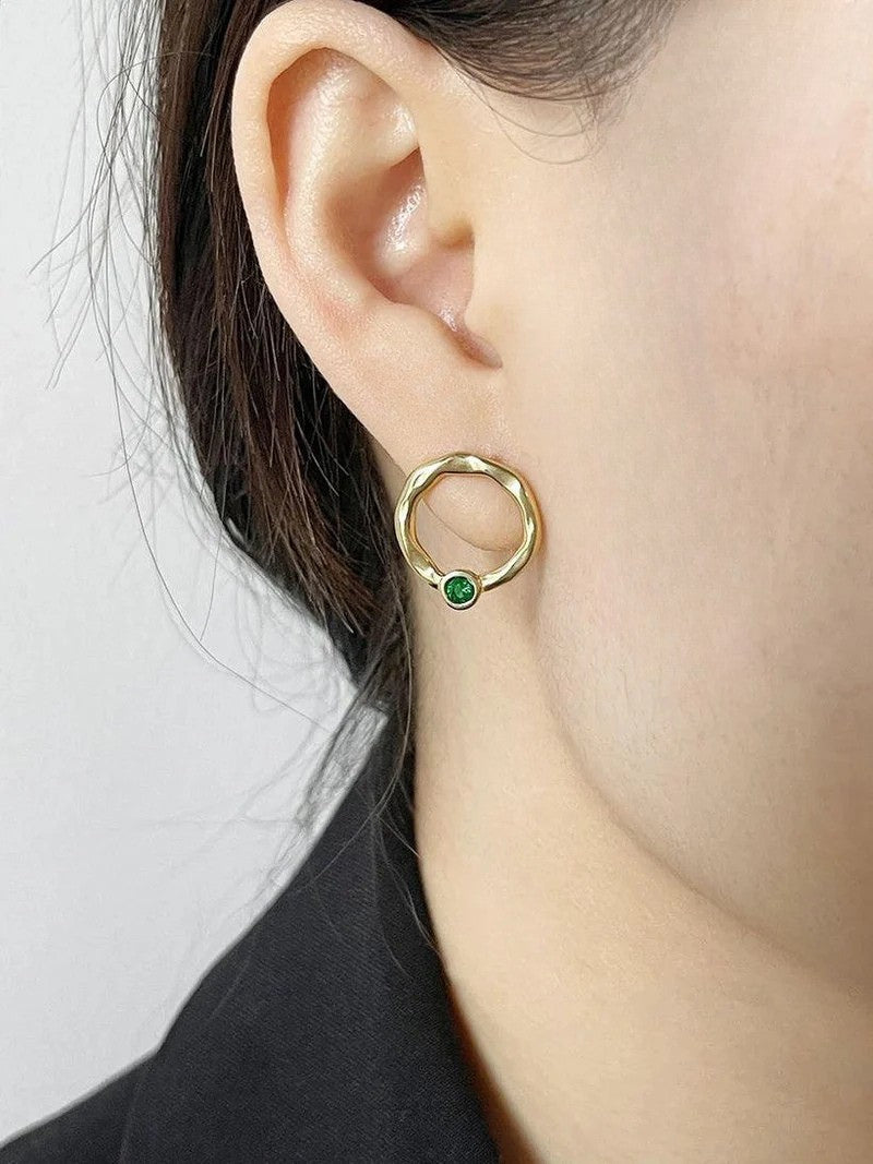 FRENCH RIVIERA|Saint Tropez Earrings -teräksiset vihreät korvakorut
