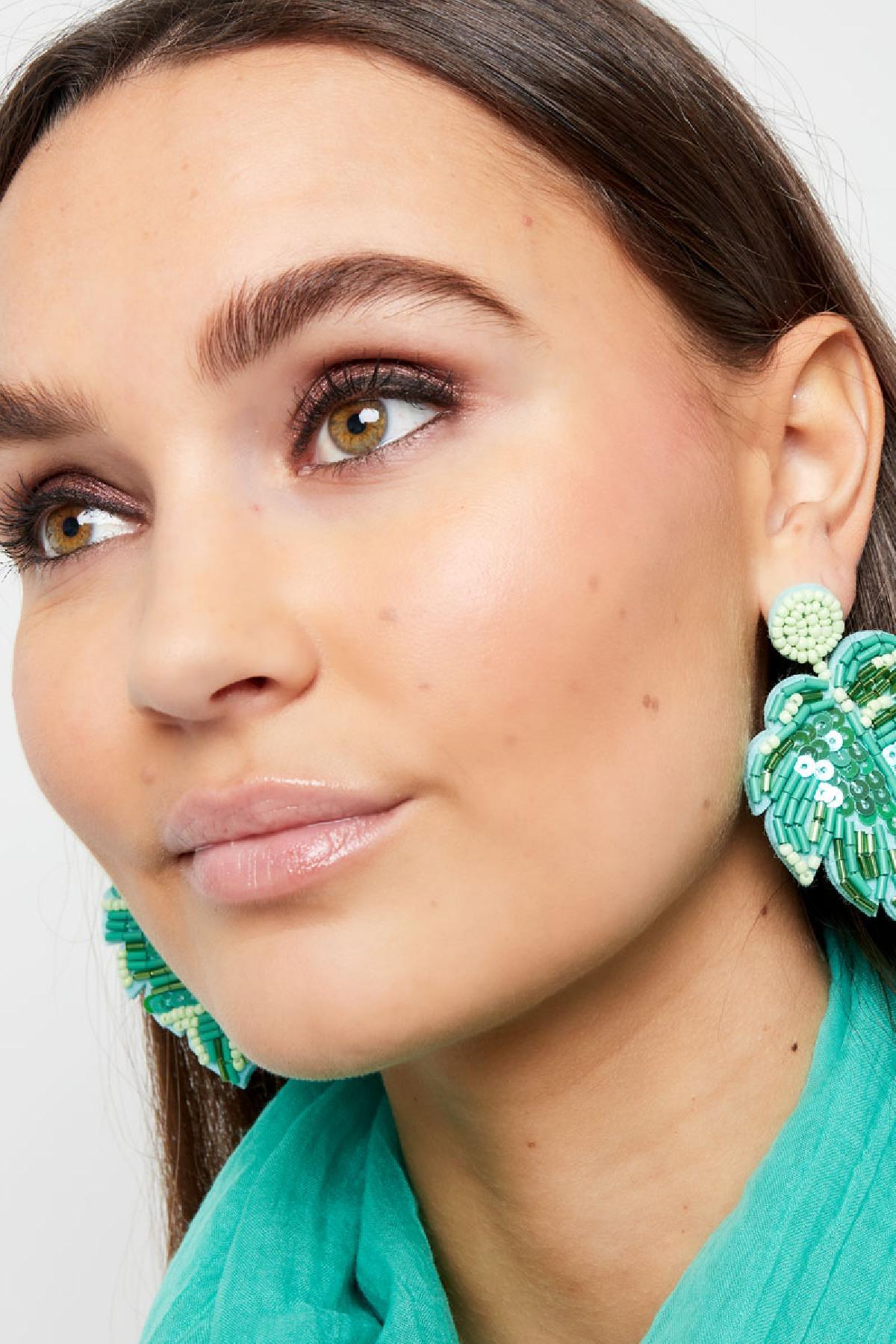 FRENCH RIVIERA | Monstera Deliciosa green troll leaf earrings