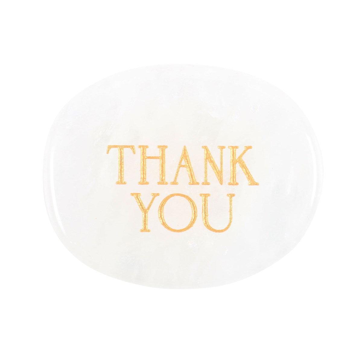 Thank You Clear Quartz -vuorikristalli kämmenkivi "kiitos"