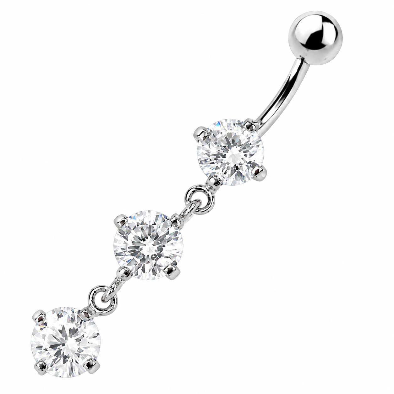 Roikkuva kirkas napakoru 316L kirurginteräksestä ja Cubic Zirconia -kristalleilla