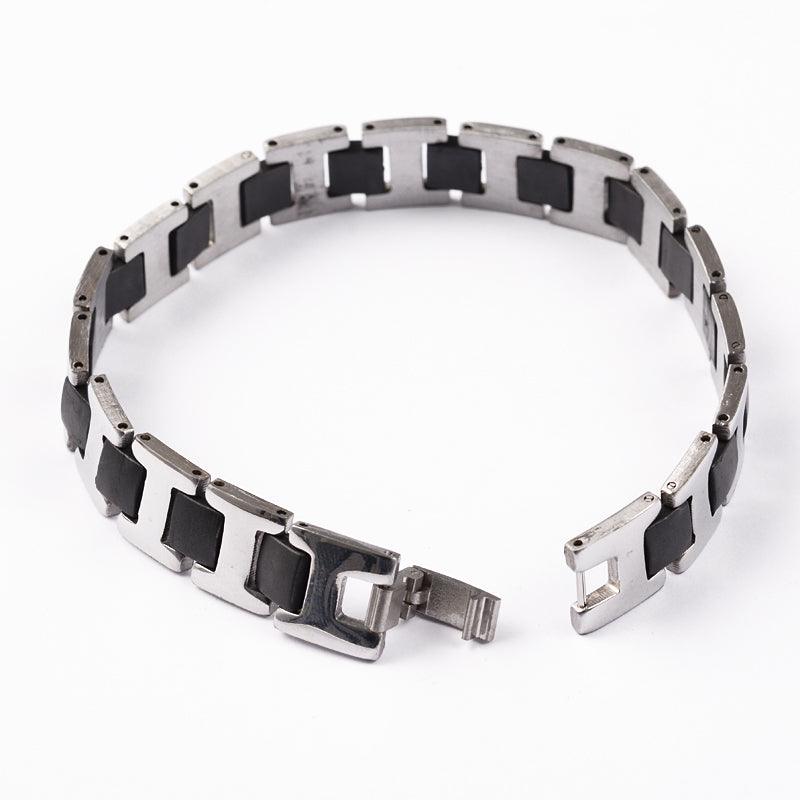 Kirurginteräsrannekoru, Stainless Steel Black Squares