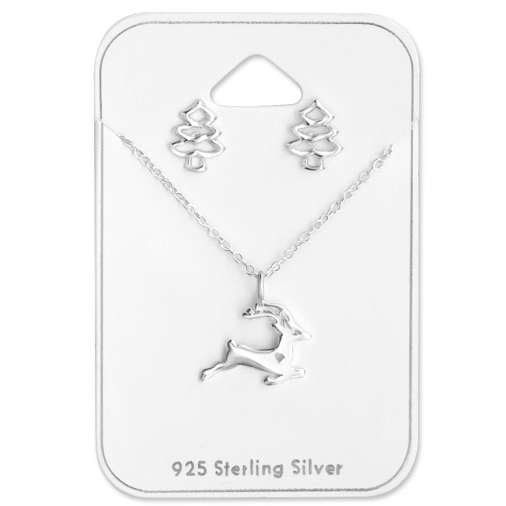 Silver jewelry set, Christmas reindeer