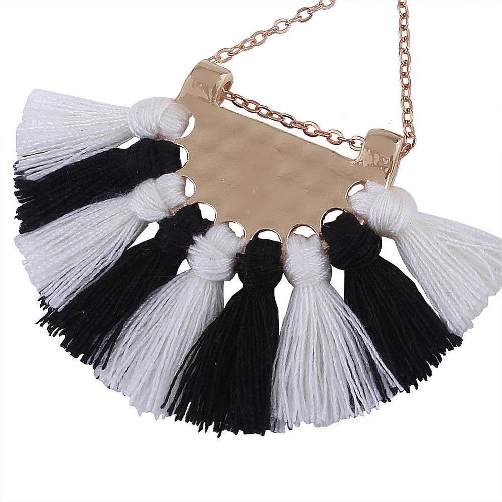 Korvakorut, Fan Shaped  Tassels in Black & White