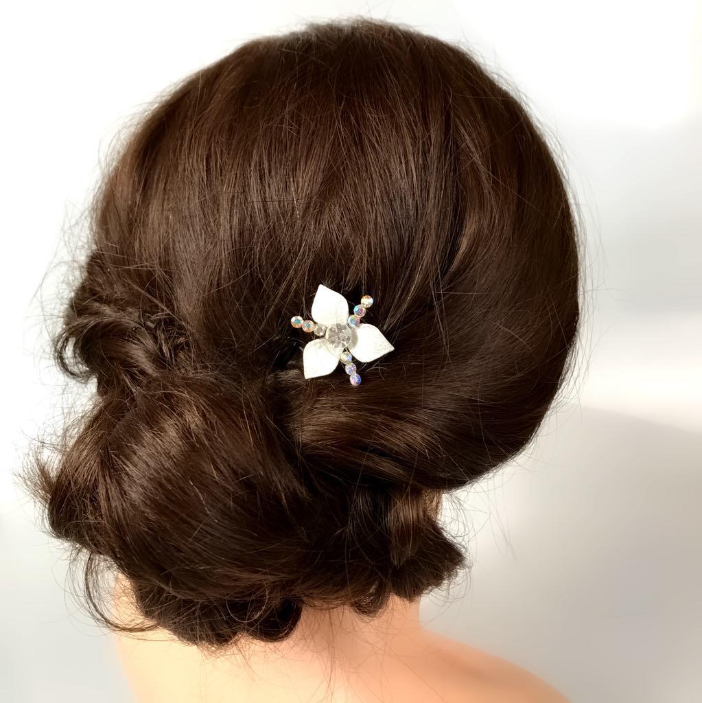 Hair ornament, Large glitter flower crystal spiral
