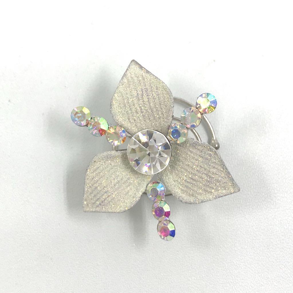 Hair ornament, Large glitter flower crystal spiral
