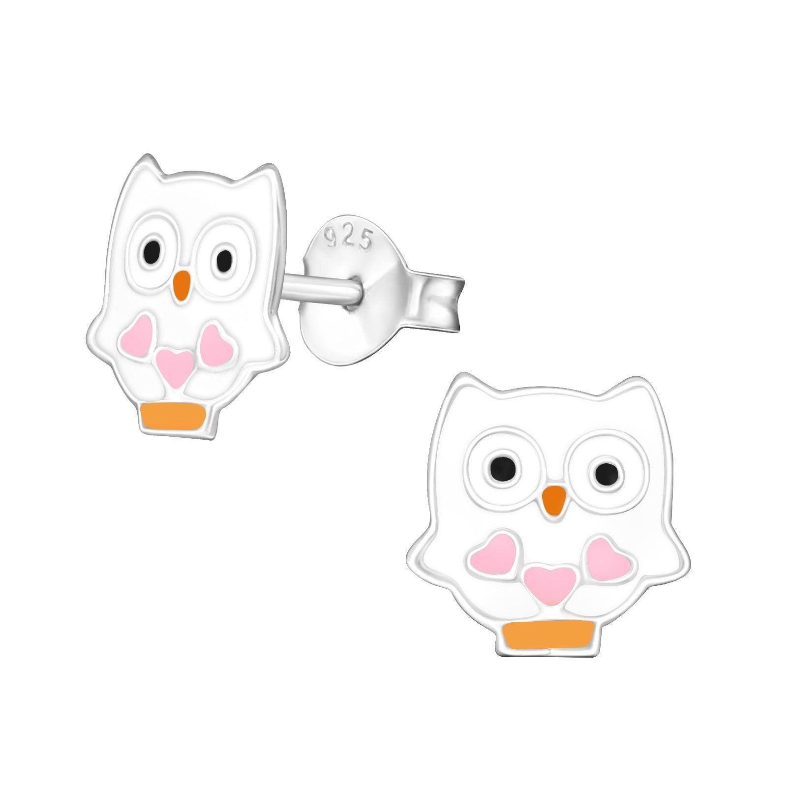Silver earrings, Chubby owl