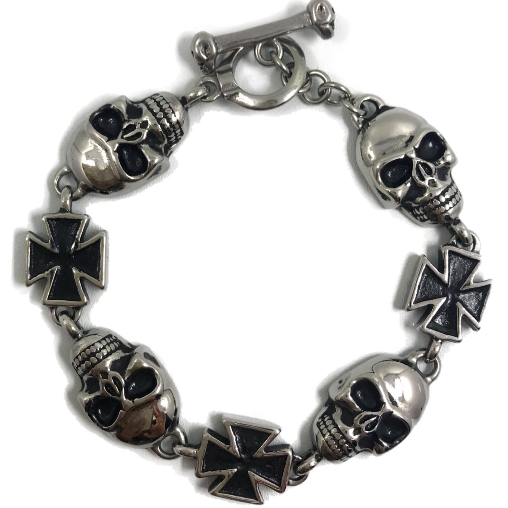 Kirurginteräsrannekoru, Skulls (pääkallo, maltanristi)