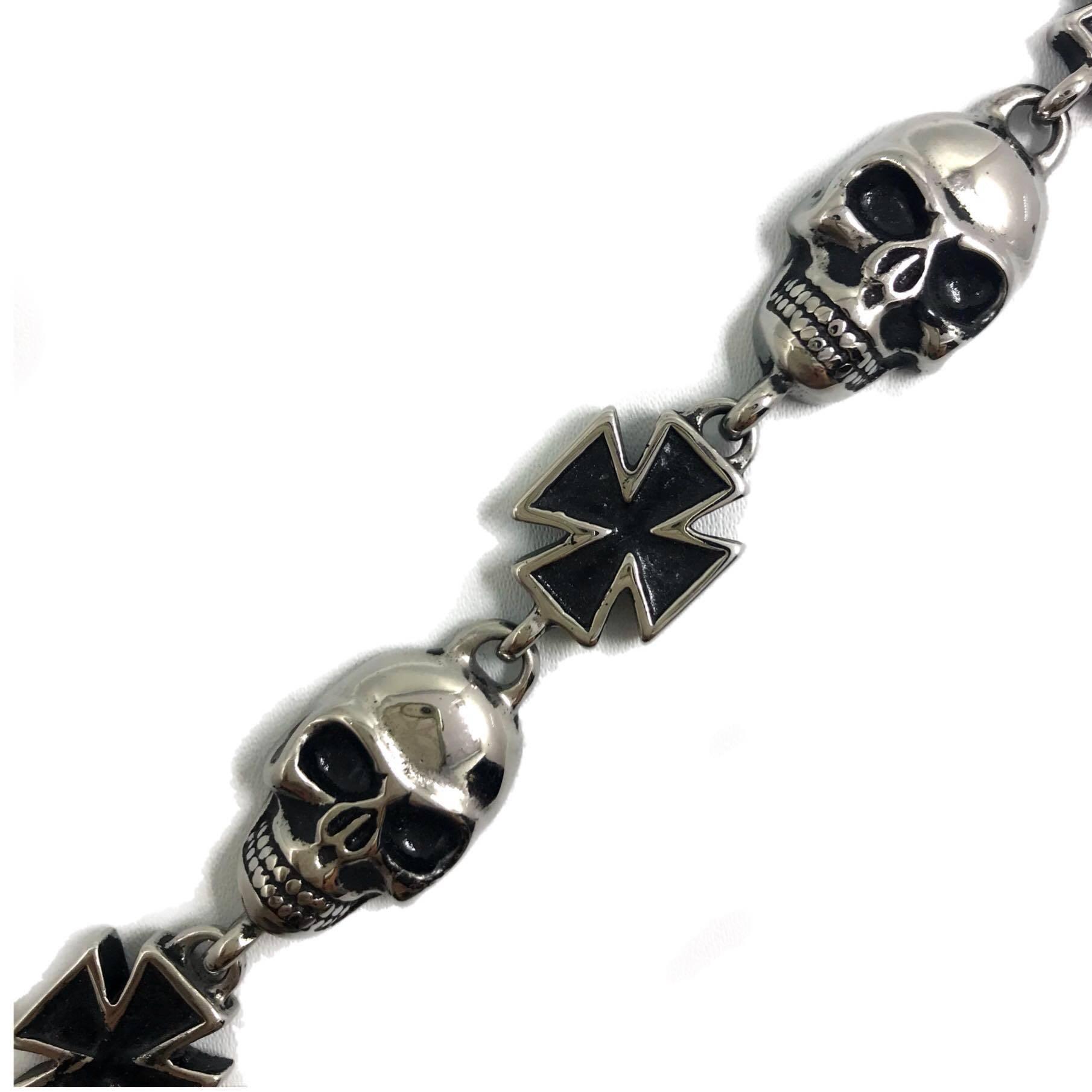 Kirurginteräsrannekoru, Skulls (pääkallo, maltanristi)