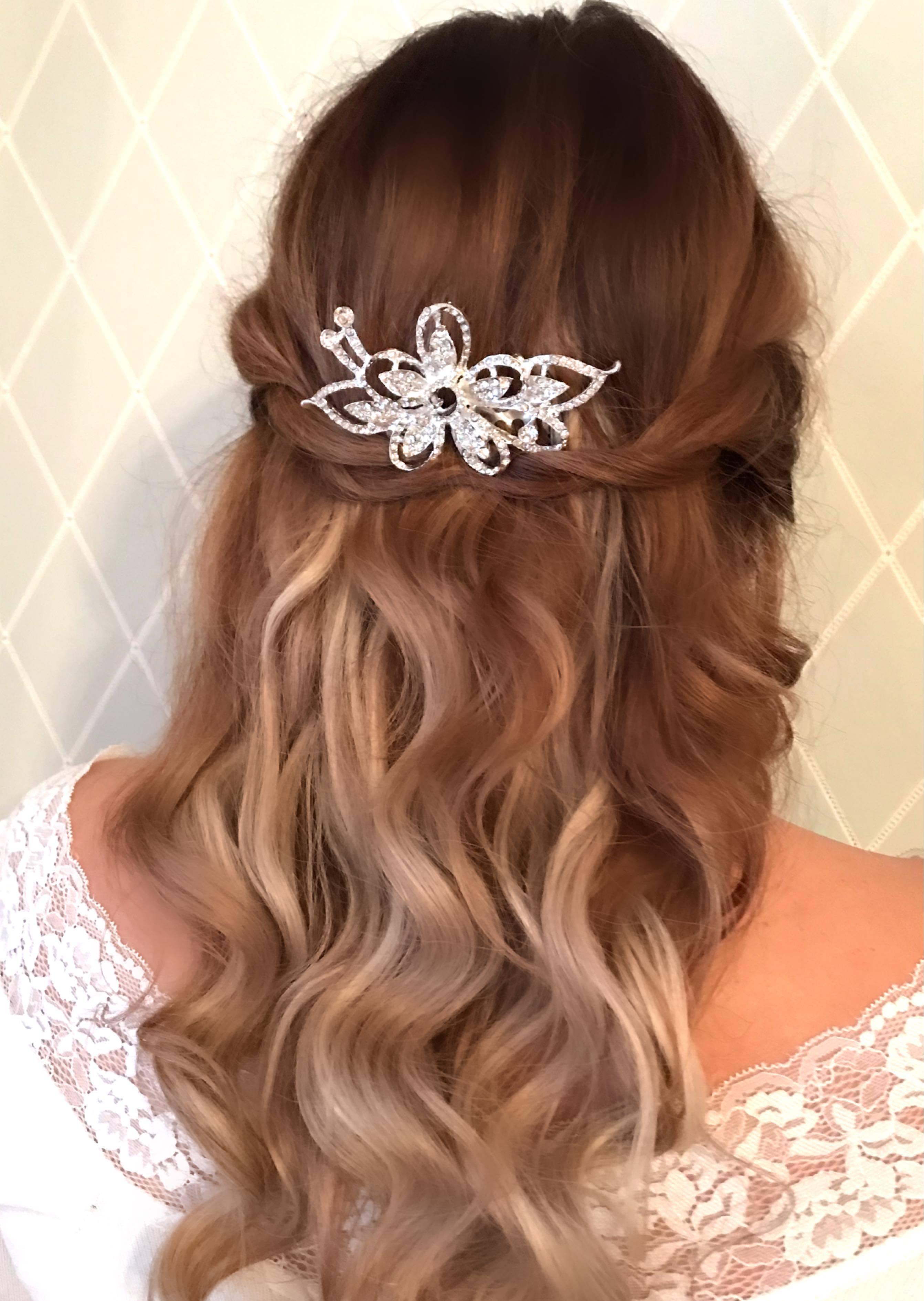 Hair ornament, crystal comb Crystal Flower