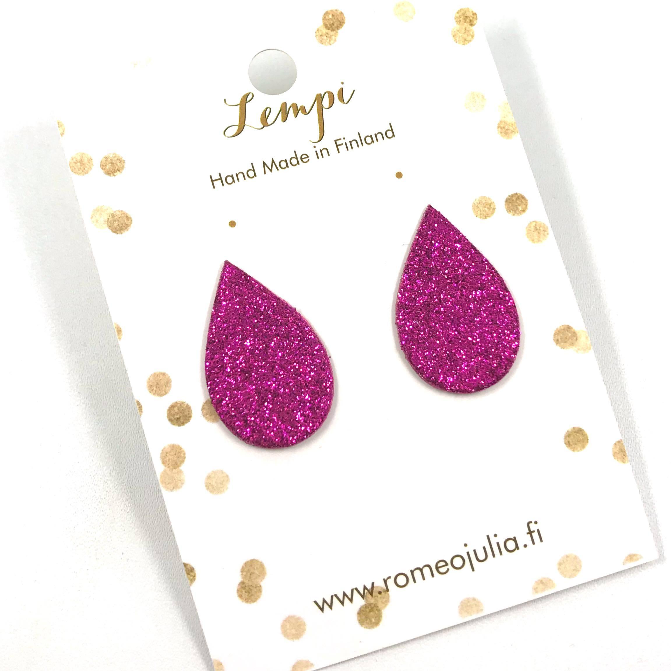 LEMPI-korvanapit, Pisara (fuksia glitter)