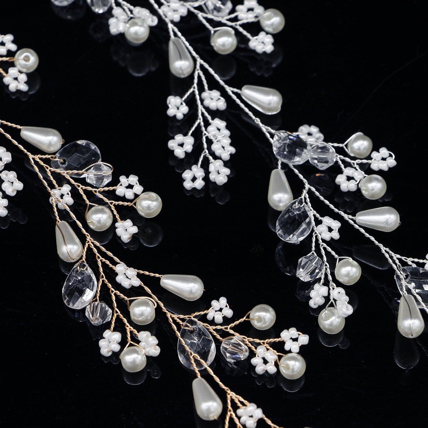 Hair ornament, garland/ROMANCE, Beautiful Pearl Headpiece in Silver