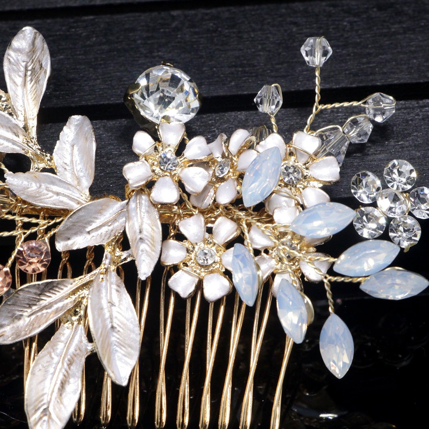 Hair ornament, hair comb/ROMANCE, Pink Champange Flowers in Rosegold