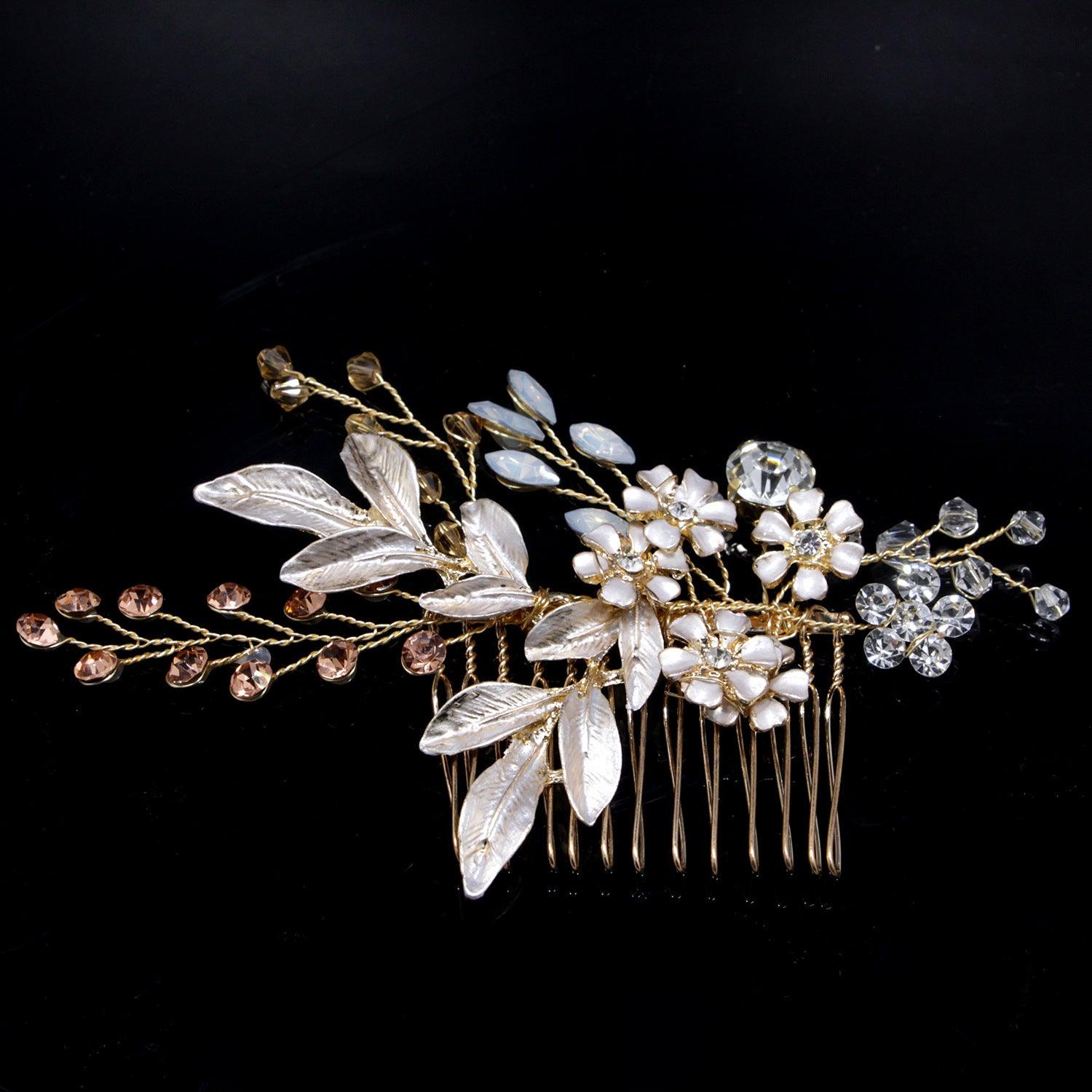 Hair ornament, hair comb/ROMANCE, Pink Champange Flowers in Rosegold