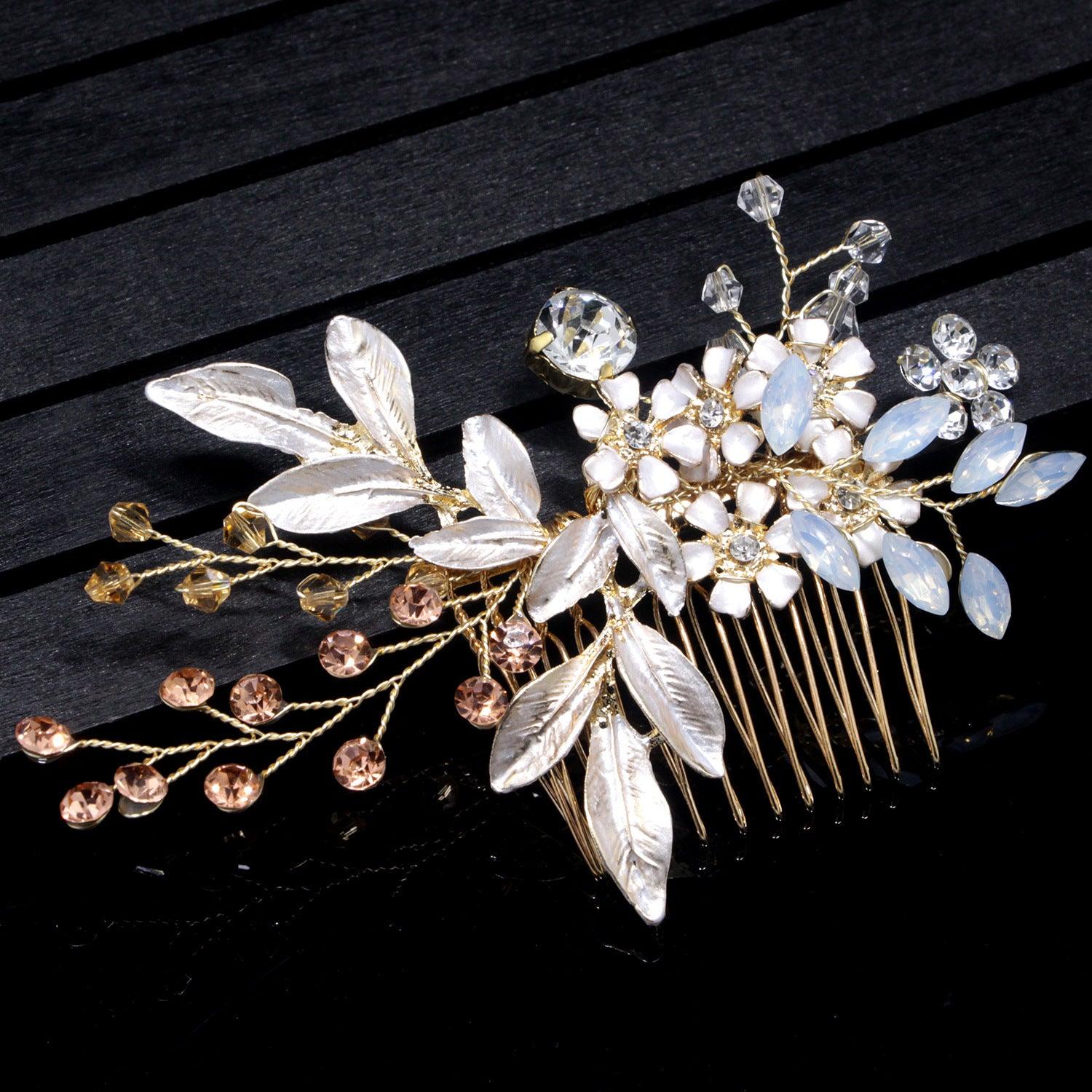 Hair ornament, hair comb/ROMANCE, Pink Champange Flowers in Rosegold