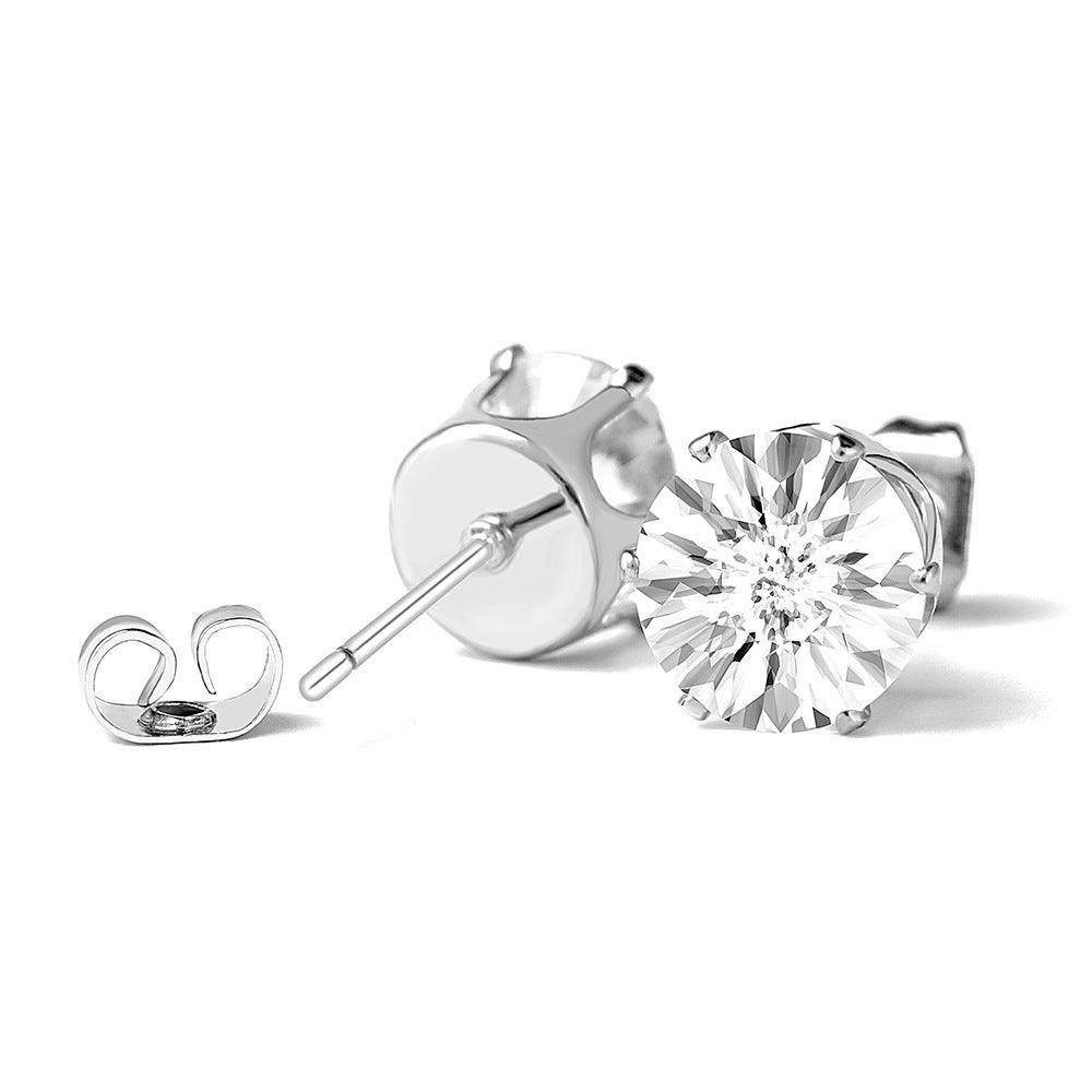 Kirurginteräsnapit, Basic Round Steel Earstuds with CZ -kirkkaat napit