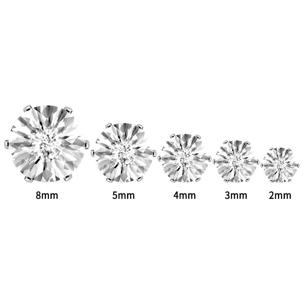 Surgical Steel Studs, Basic Round Steel Earstuds with CZ -clear studs