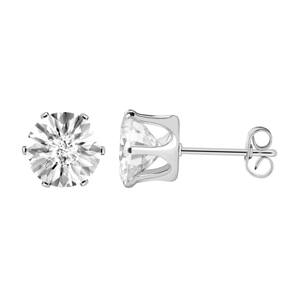 Kirurginteräsnapit, Basic Round Steel Earstuds with CZ -kirkkaat napit