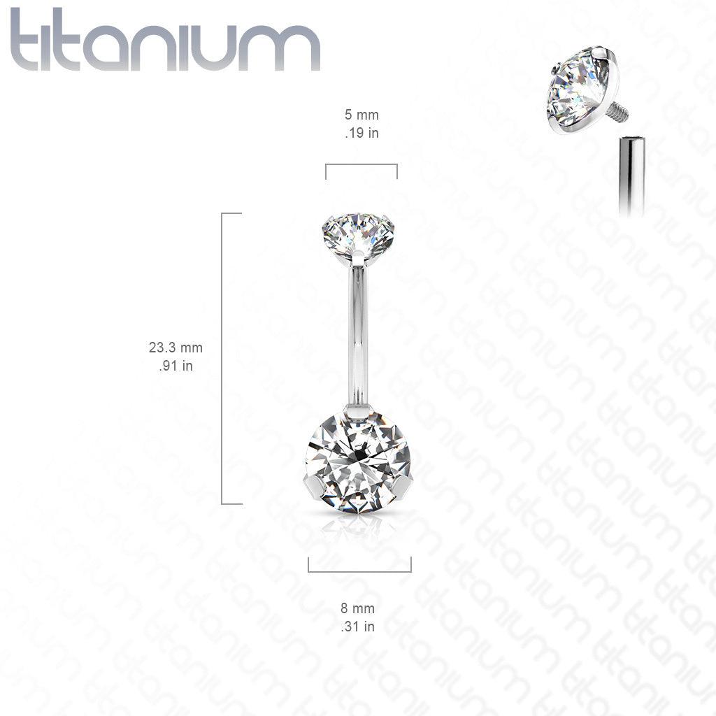Pole jewelry, Titanium Prong Set Round CZ in Pink