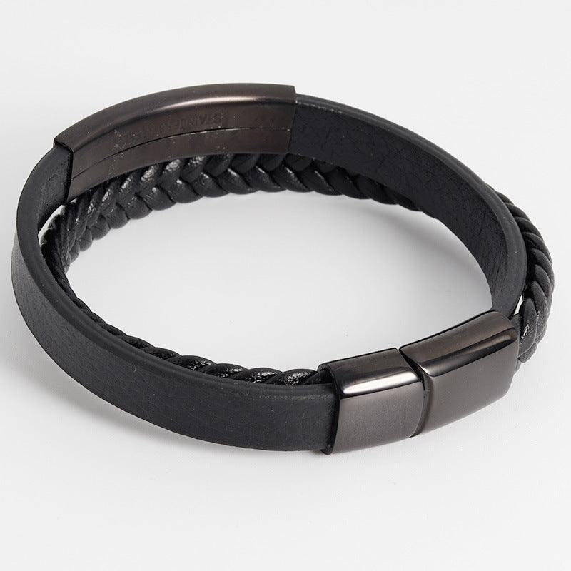 Keinonahkainen rannekoru, All Black Faux Leather Bracelet