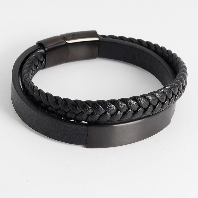 Keinonahkainen rannekoru, All Black Faux Leather Bracelet