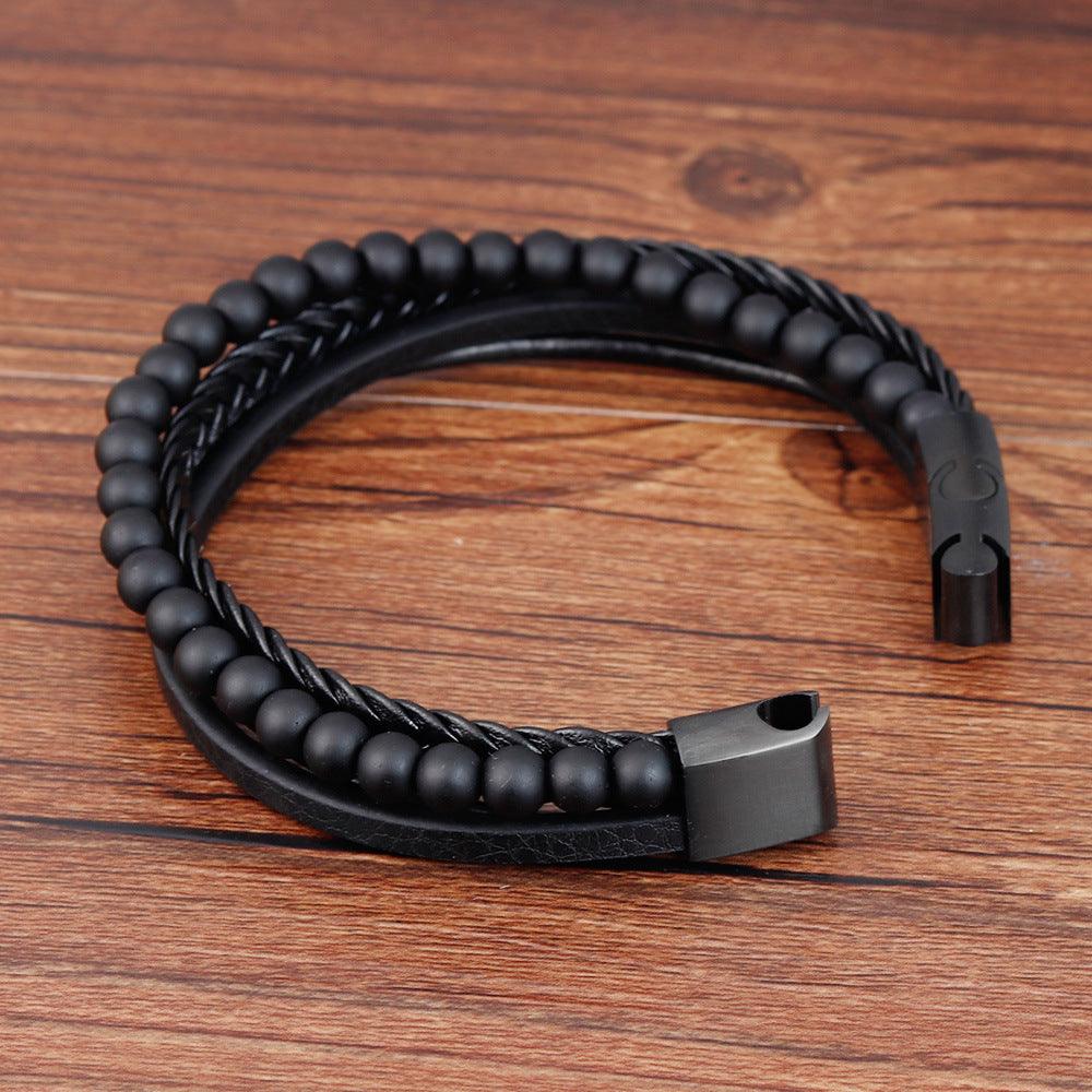 Keinonahkainen rannekoru, Natural Stone Faux Leather Bracelet