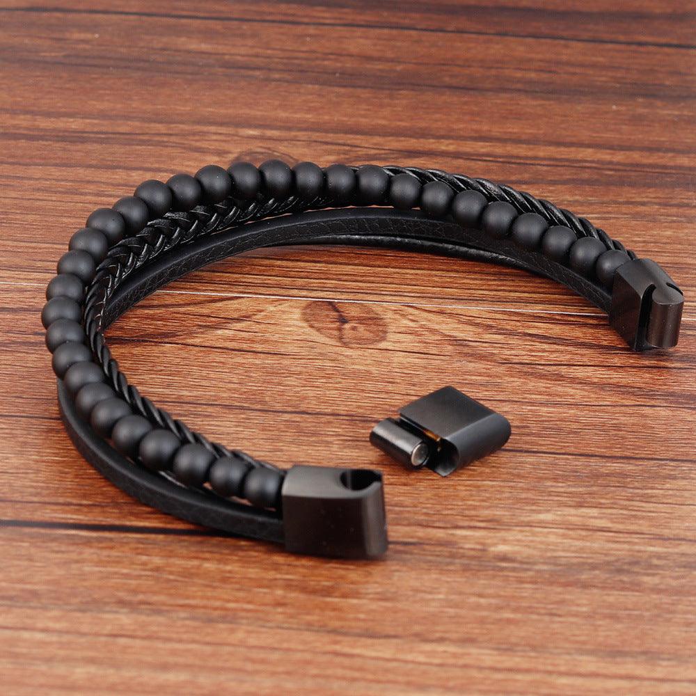 Keinonahkainen rannekoru, Natural Stone Faux Leather Bracelet
