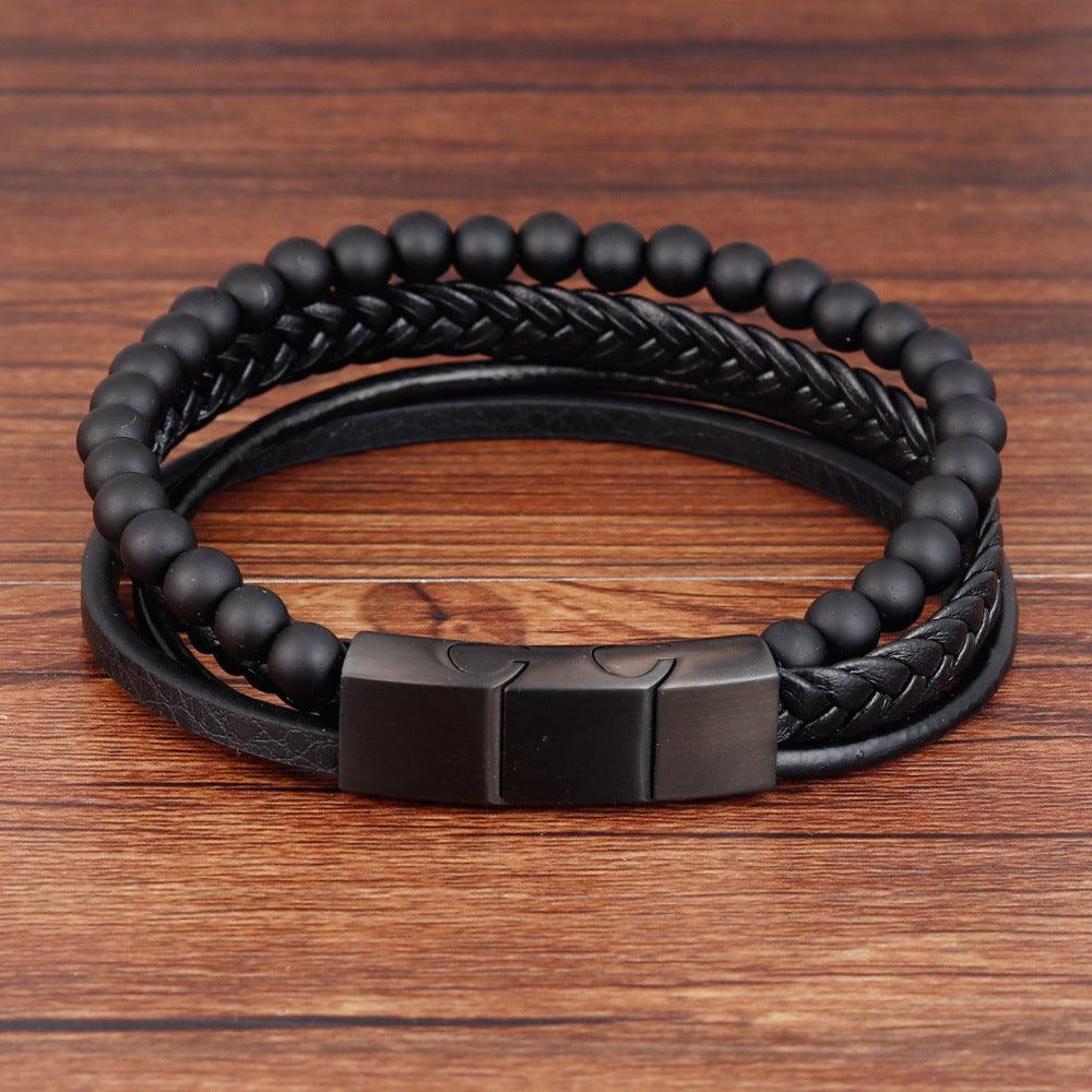 Keinonahkainen rannekoru, Natural Stone Faux Leather Bracelet