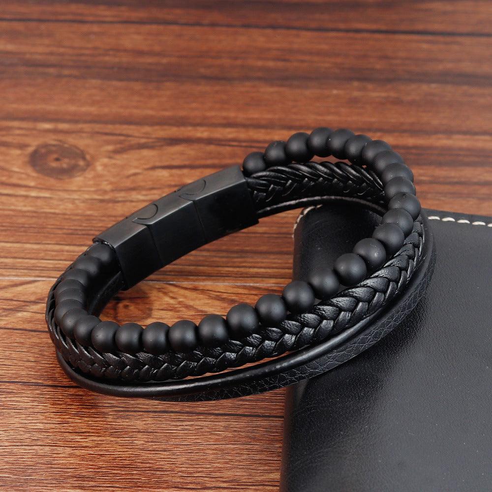 Keinonahkainen rannekoru, Natural Stone Faux Leather Bracelet