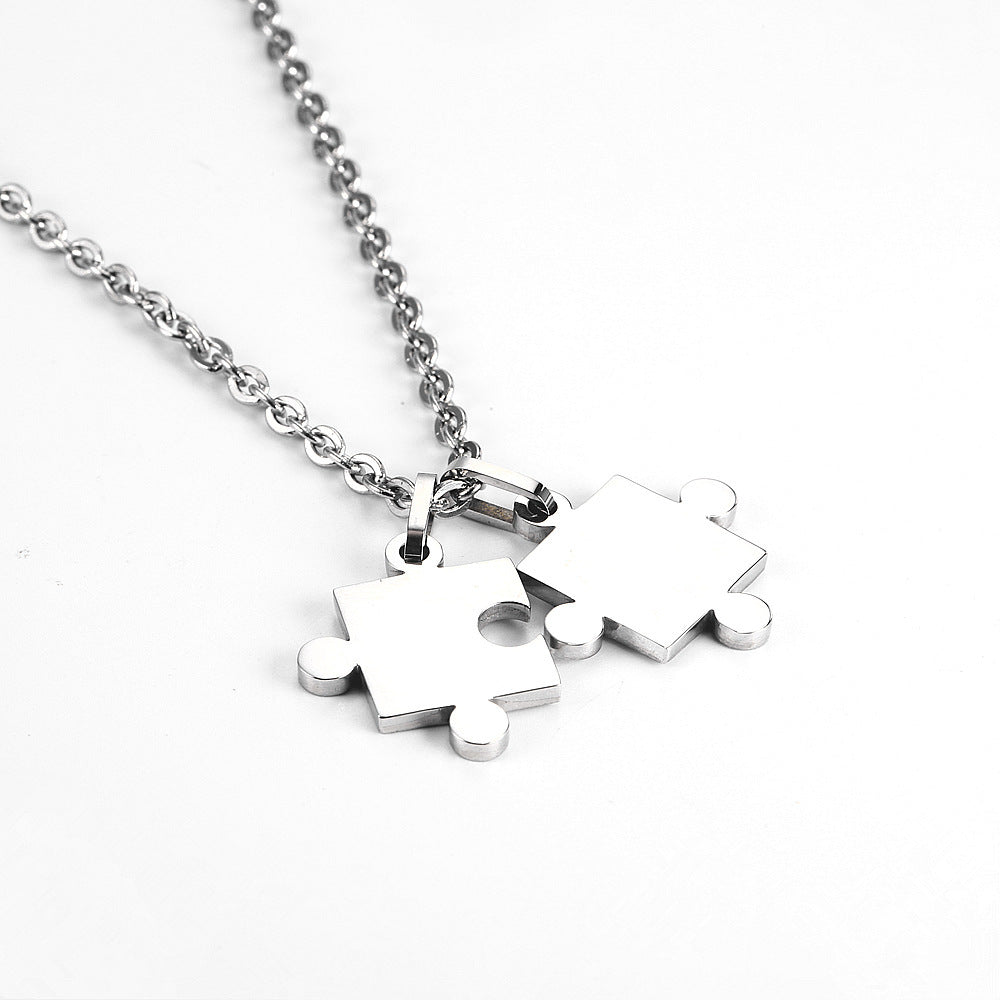 Together | Puzzle Heart – jaettava palapelikaulakorusetti (kirurginteräs)