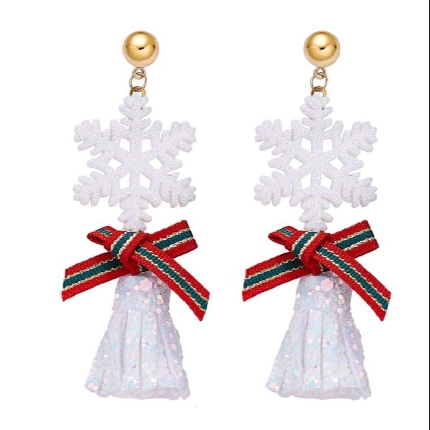 Christmas Earrings, Glitter Snowflake