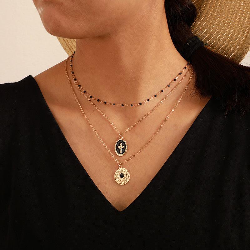 Cross Layer Necklace, FRENCH RIVIERA|Cross Layer Necklace in Gold