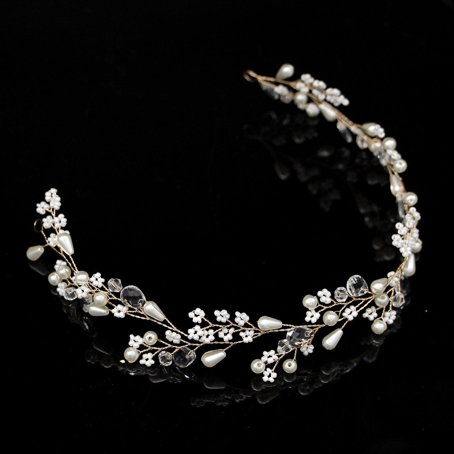 Hair ornament, garland/ROMANCE, Beautiful Pearl Headpiece in Gold