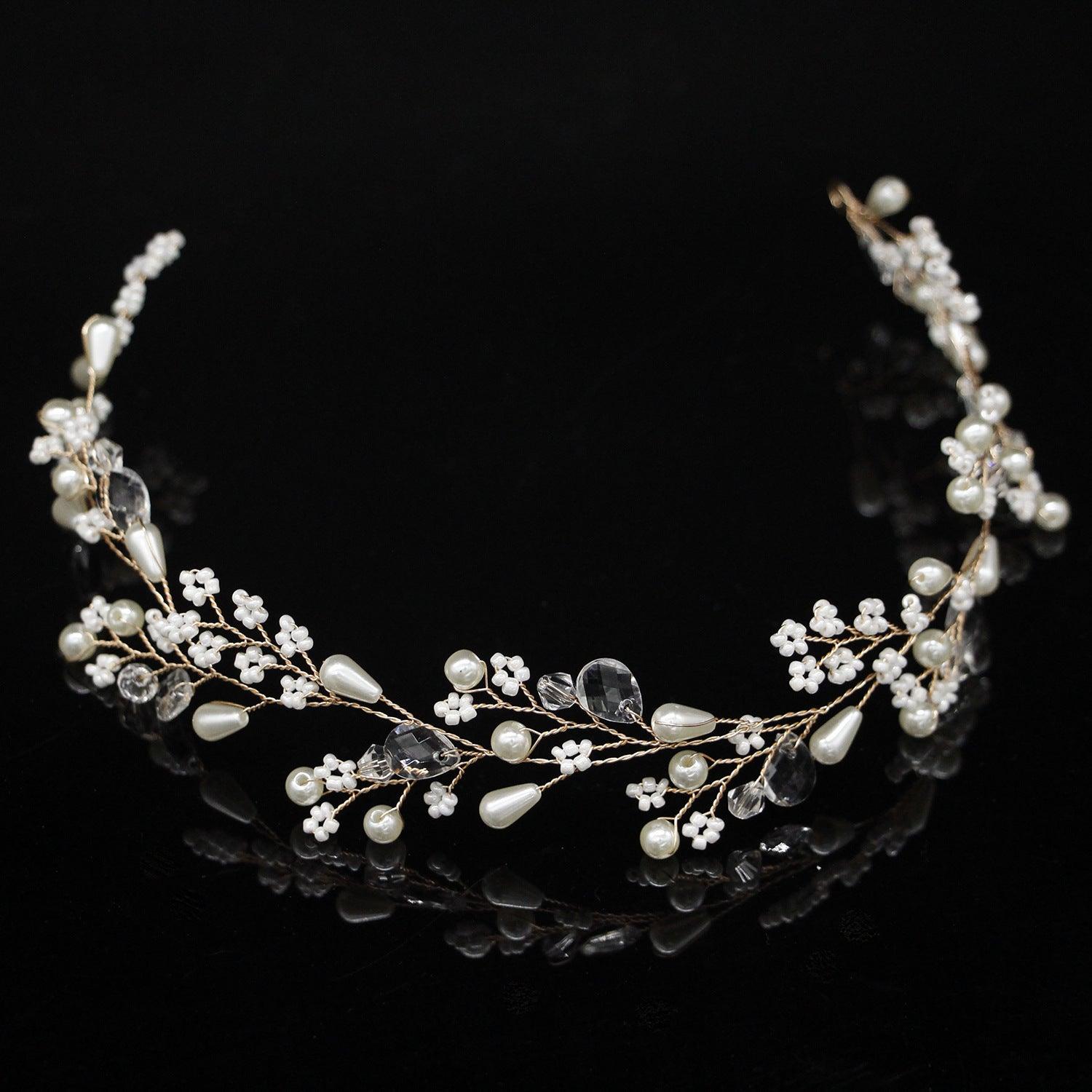 Hair ornament, garland/ROMANCE, Beautiful Pearl Headpiece in Gold