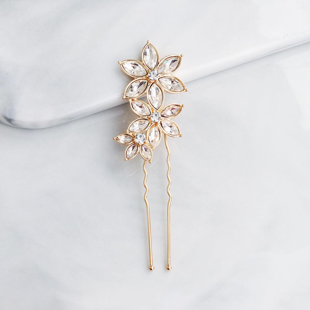 Hair ornament, bow pin/ROMANCE, Simple Flower Hairpiece in Gold