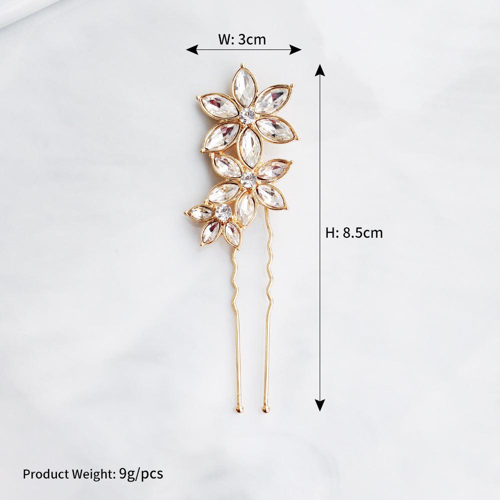 Hair ornament, bow pin/ROMANCE, Simple Flower Hairpiece in Gold