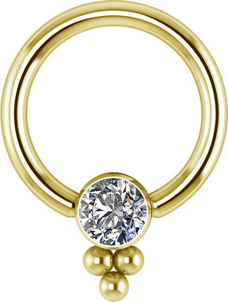 Lävistysrengas, Titanium Cluster with Crystals in Gold